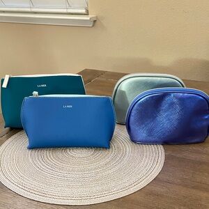 La Mer Teal, Silver, green and blue Cosmetic Bab bundle